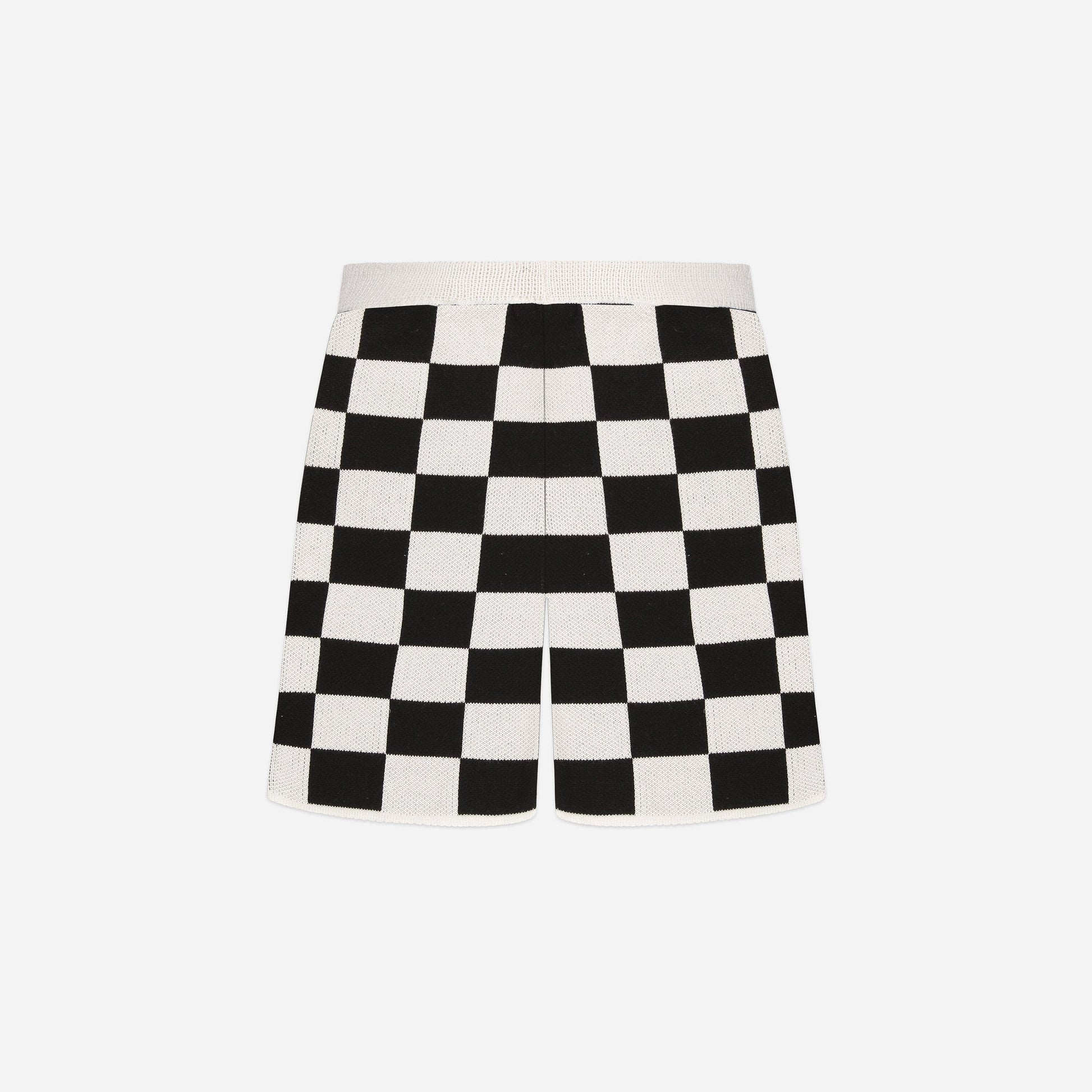 Knitted Shorts in Black/White Checkers