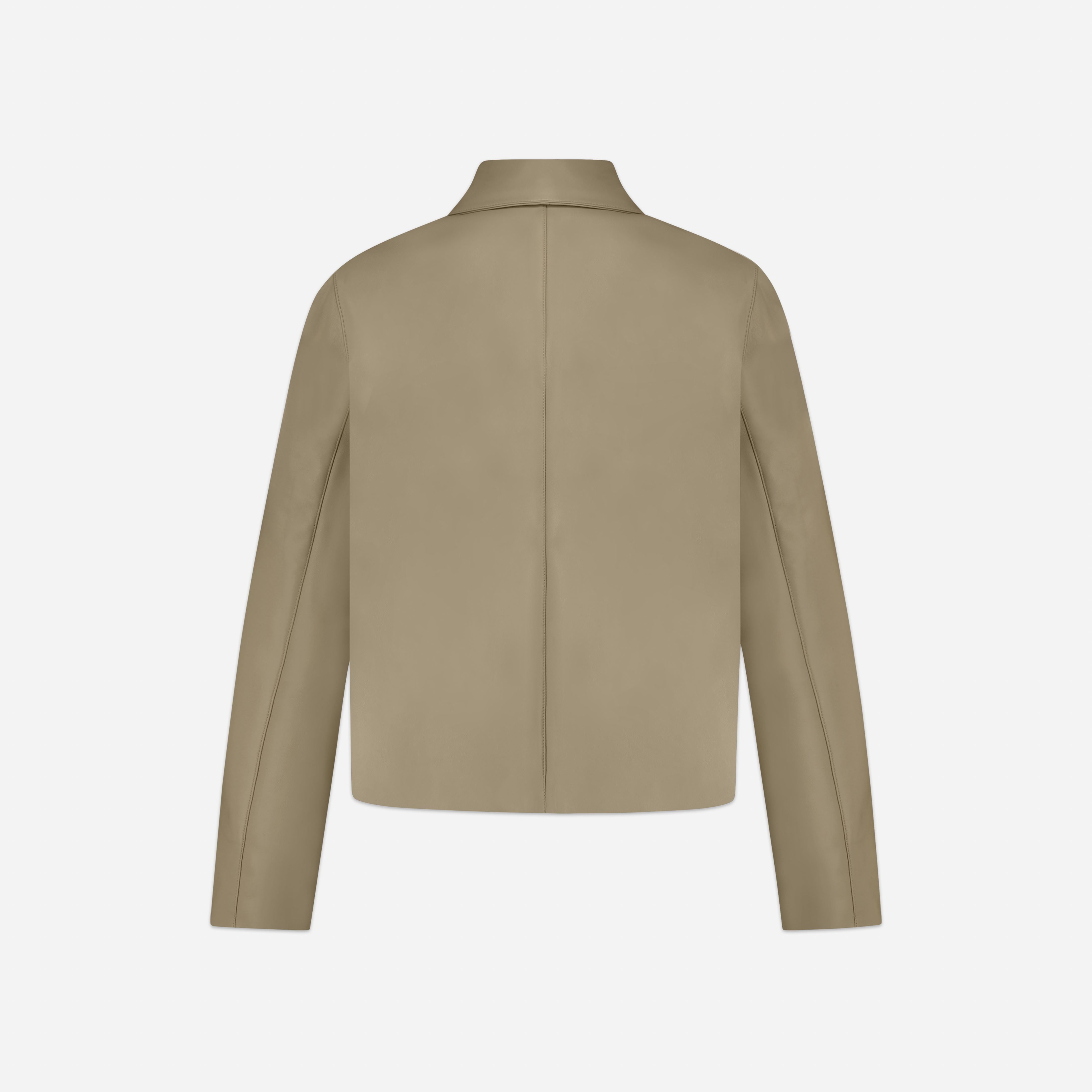 Leather Blouson Worker Jacket Beige