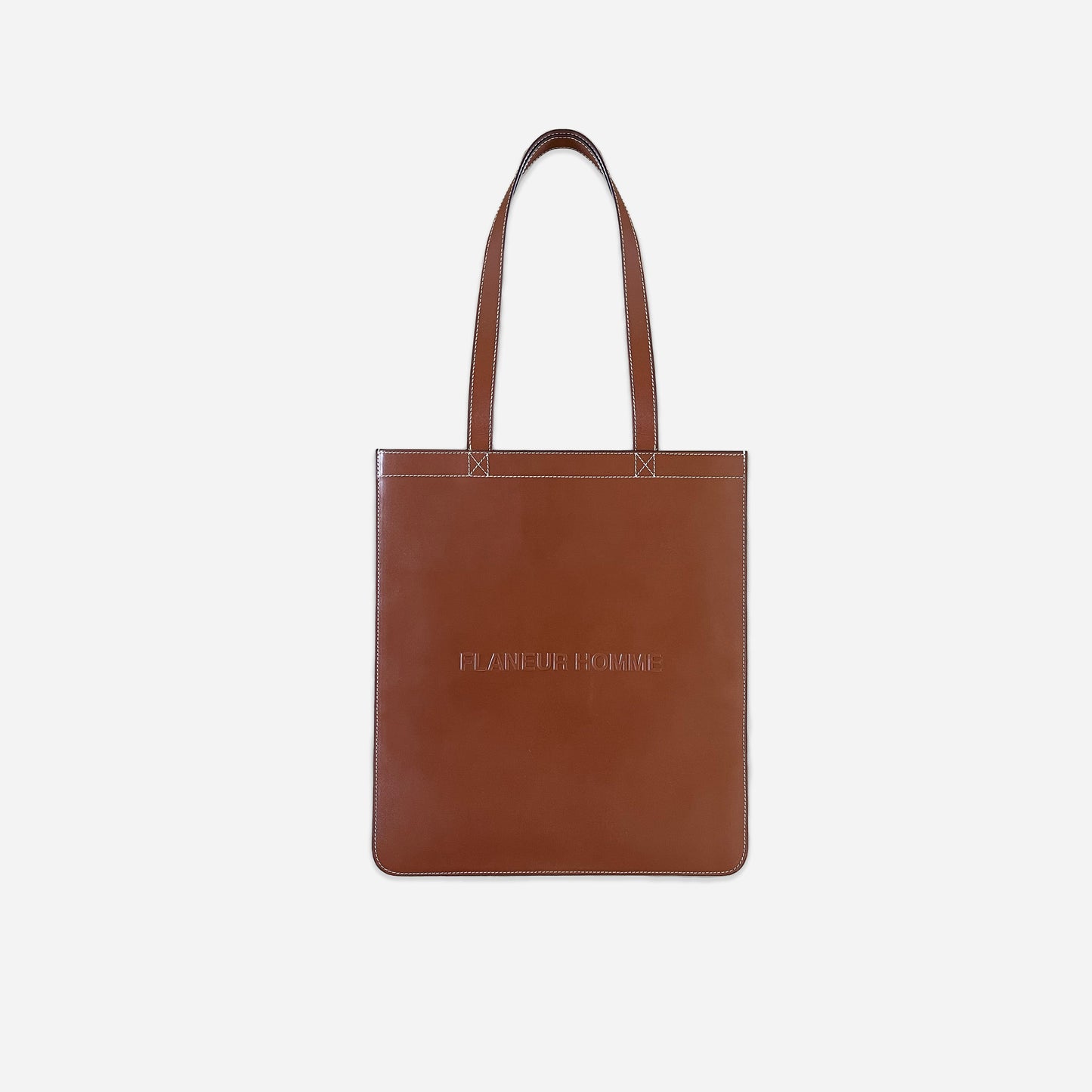 Logo Press Tote Bag in Cognac Leather