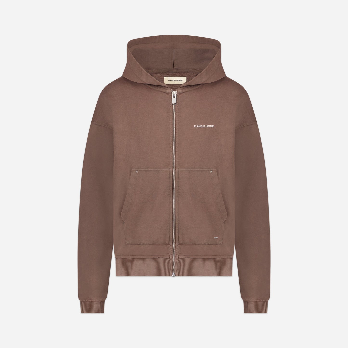 Rivettes Zip-Up Hoodie in Vintage Brown