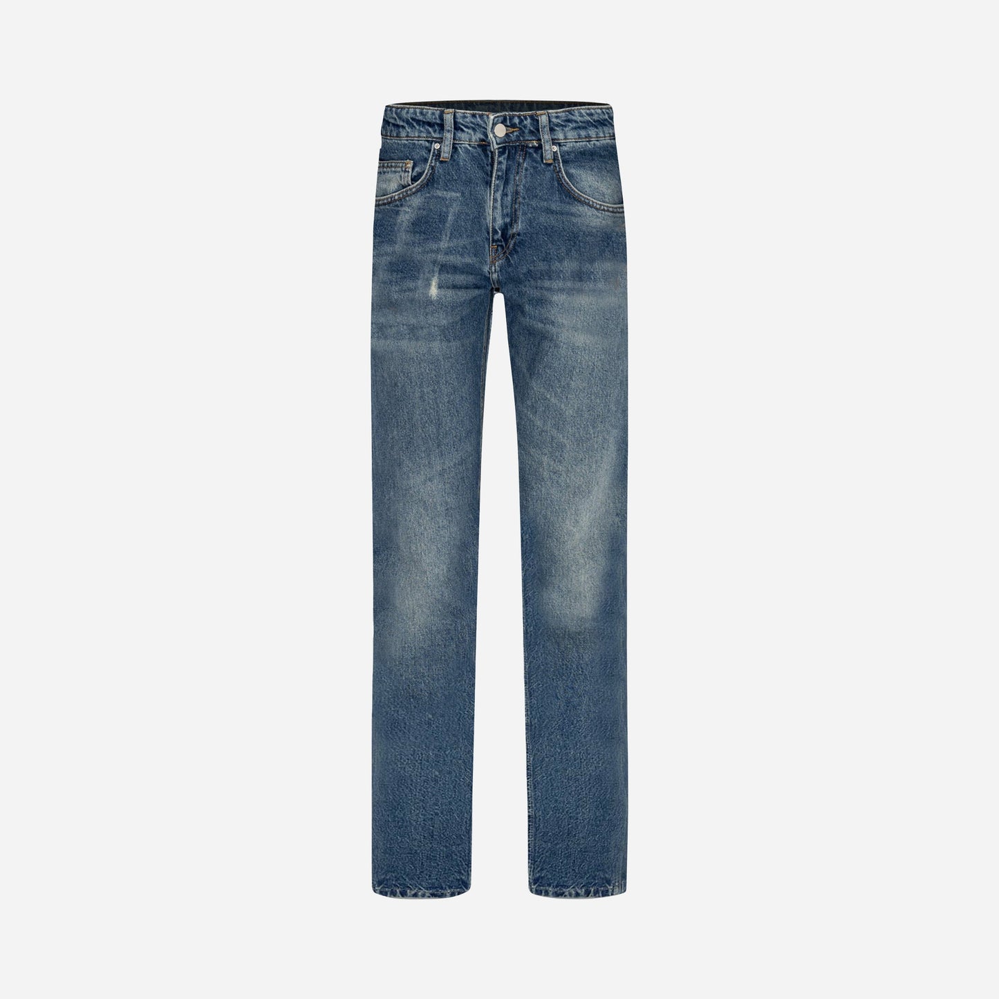 Straight Jeans in Aged Indigo Denim